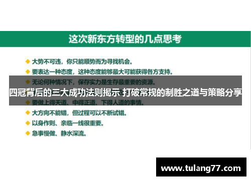 四冠背后的三大成功法则揭示 打破常规的制胜之道与策略分享